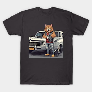 Rock cat and his muscle car T-Shirt